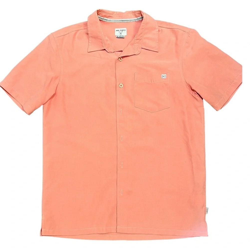 Jack  O'Neill Mens Liberty Woven
Button Shirt SZ S Pink-Sunshine/Coral